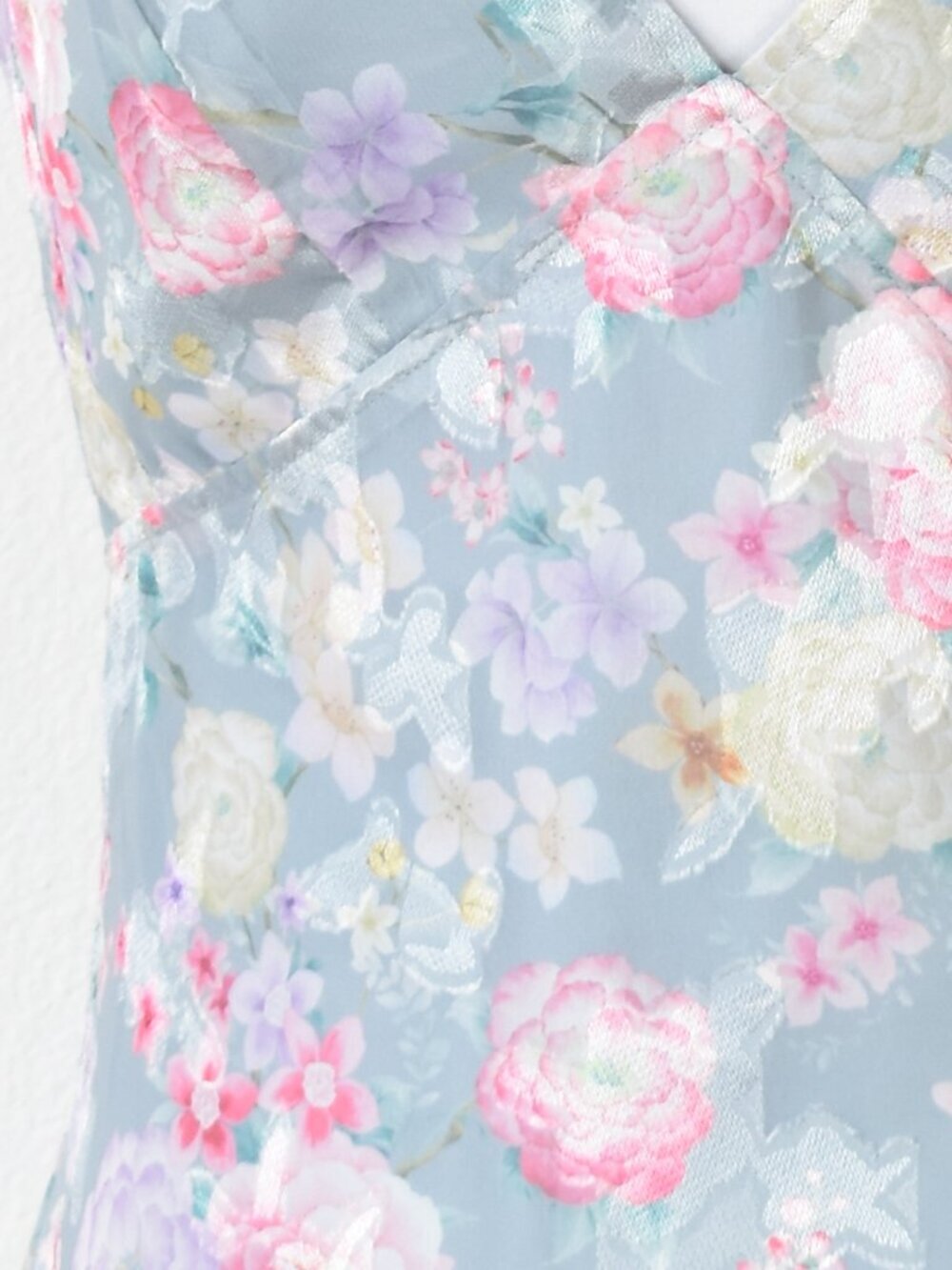 Lulu's Elegant Personality Slate Blue Floral Burnout Midi Dress NEW - S - Picture 3 of 12